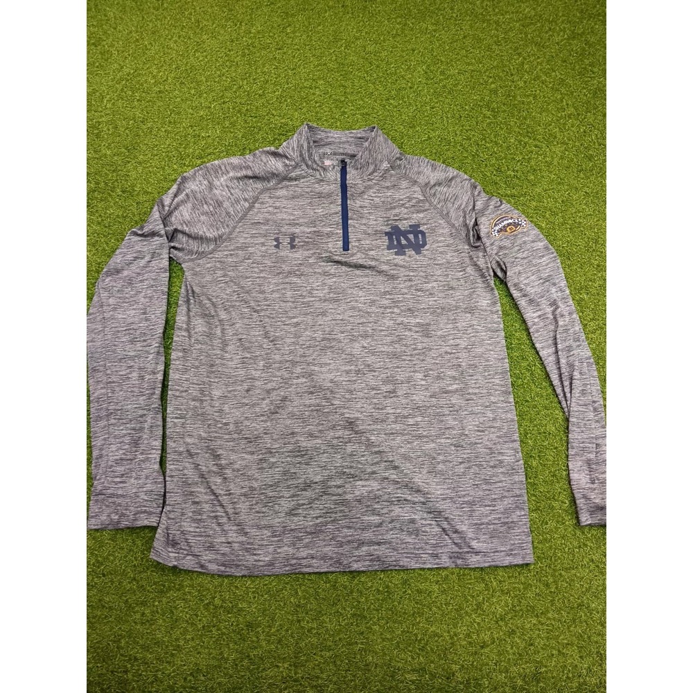 Under Armour Heatgear Sweater Mens Large Gray Notre Dame Fighting Irish Shamrock